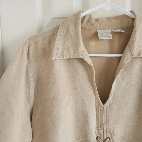 Fiorlini International Faux Suede Lace Up‎ Long Sleeve Top Y2K Rodeo 90s Size L - Picture 6 of 12